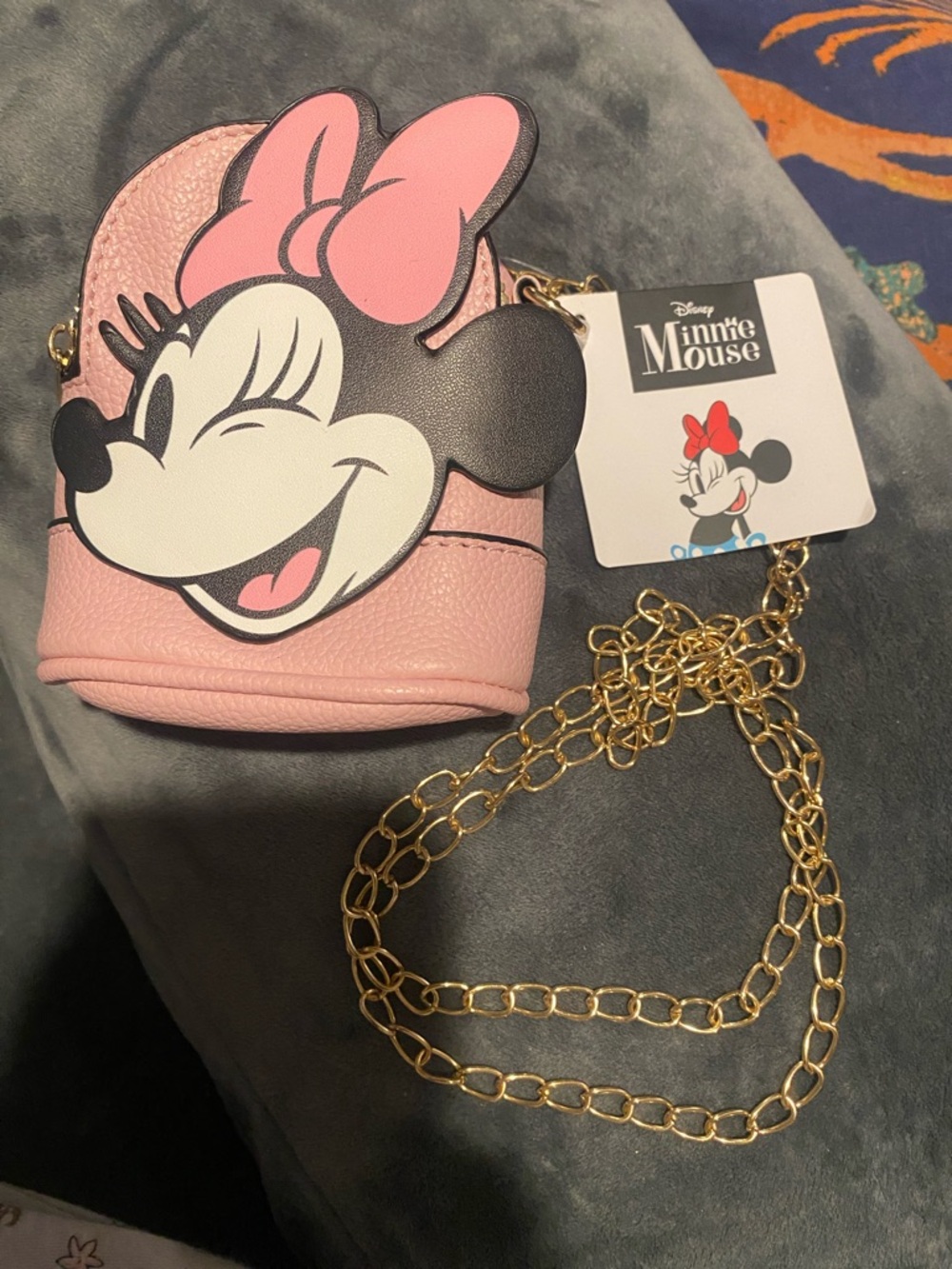 Disney Minnie Mouse Pink Mini Convertible Crossbody with Gold Chain NWT
